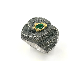 骸首饰耳钉原创【蝮蛇金头祖母绿】戒指祖母绿宝石手工