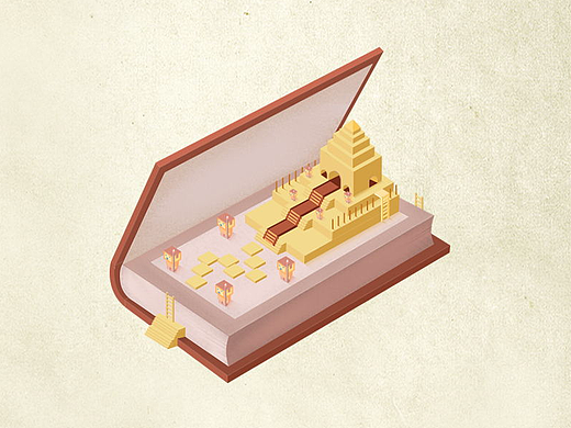 AI+PS制作2.5D插画“书中黄金屋”