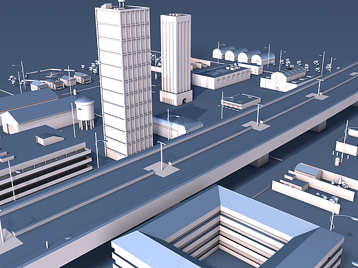 C4D 城市建筑群建模练习