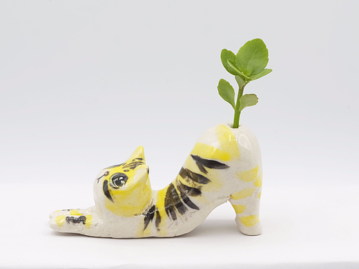 屁股长草的猫 | 陶瓷手作品