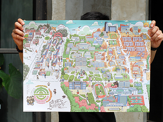 大连理工大学校园手绘地图 校园纪念品