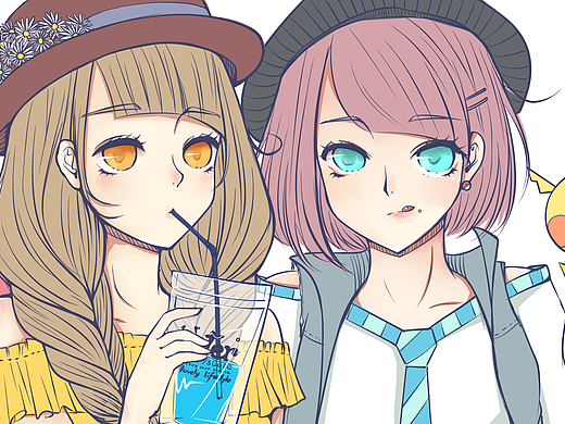 夏季小清新插画零食少女