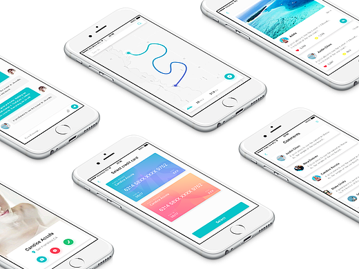 APP UI 社交 地图 银行卡 聊天 渐变色