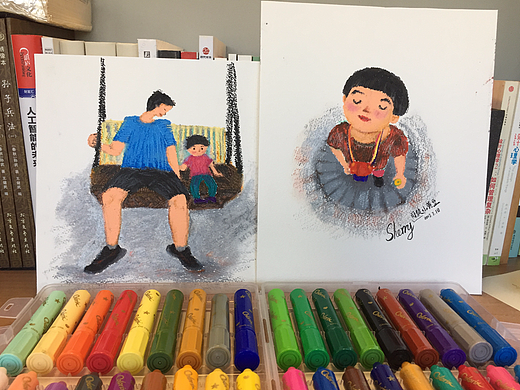 一组油画棒作品