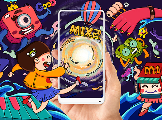 走进你——小米MIX2全面屏海报设计