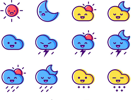 一套带有卡通表情的天气图标（个人主页-ZMjM1Mjg5OTI=） - 图标 - 站酷设计师Shine220原创素材 - 站酷ZCOOL