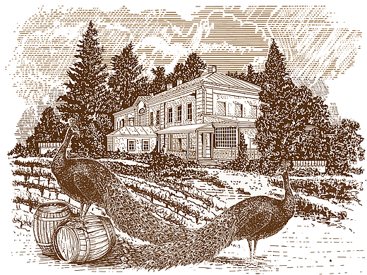 宏华手绘 孔雀酒庄