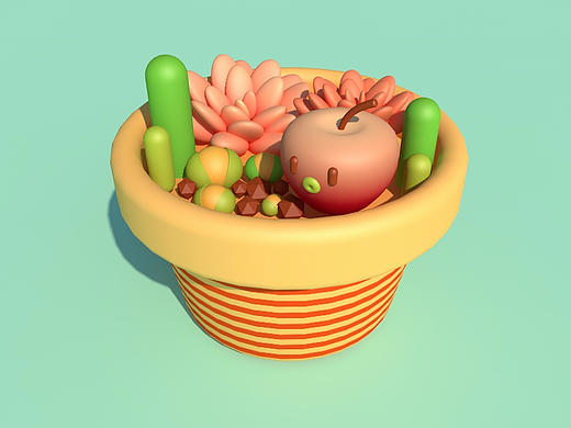 多肉植物 c4d 渲染海报(3D建模)