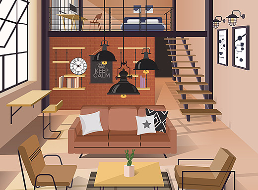 Industrial Interior 工业风室内设计海报