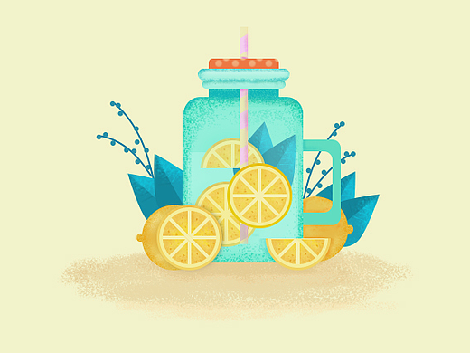 柠檬茶插画