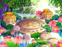 flash场景莲花台矢量