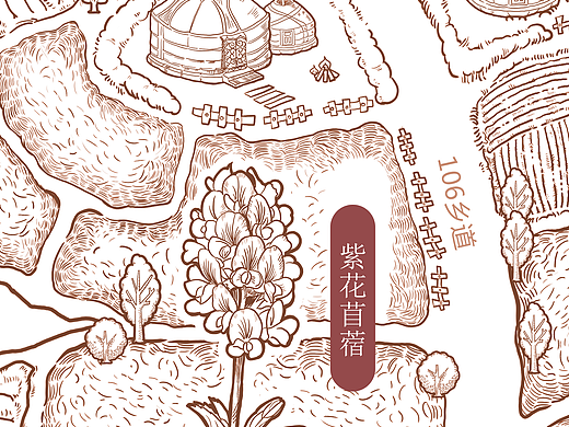 手绘包装地图
