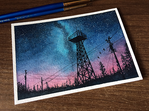 每夜星辰 142 电线杆什么的（个人主页-ZMjM2NTY5MjQ=） - 绘画 - 站酷设计师八艘飞原创素材 - 站酷ZCOOL