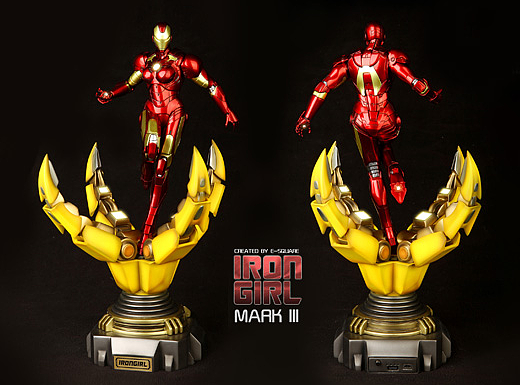 IRONGIRL 组合雕像