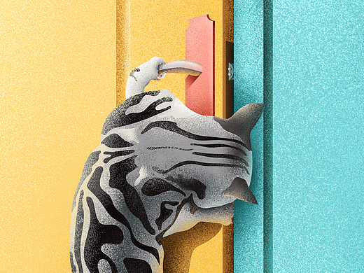 《一只有梦想的猫》壁纸插画设计