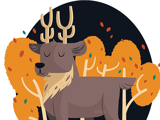 儿童插画风格的小鹿