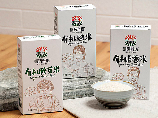 绿沃兴塔有机大米包装设计