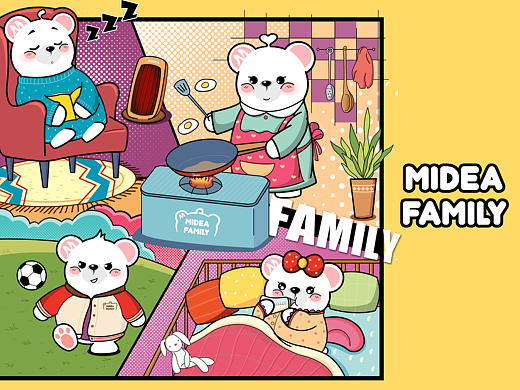 Midea Family 熊小美一家Q版形象设计