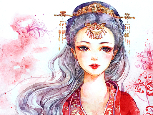 水彩练习 古装美女