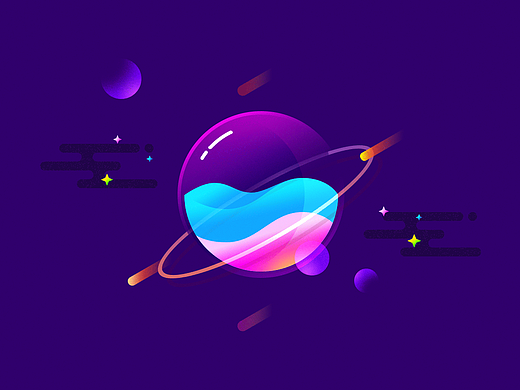 临摹渐变风格星球