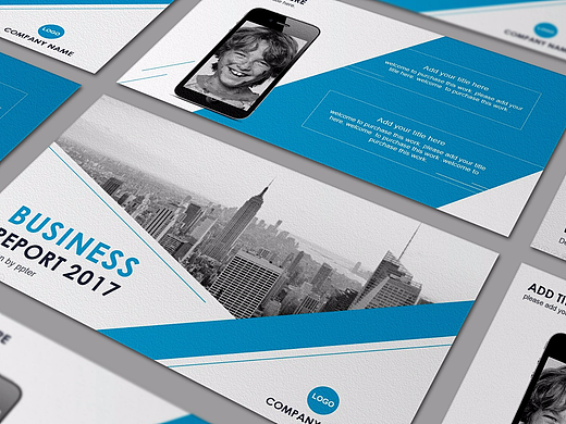 蓝色商务大气沉稳PPT模板