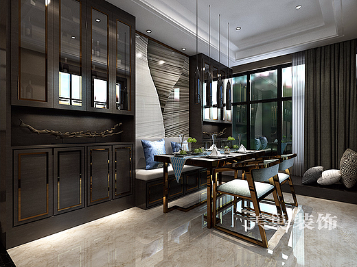 新乡128平三居室新中式风格装修案例