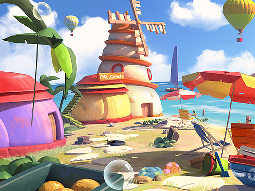 Q版海边夏日场景