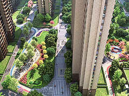 住宅小区景观半鸟瞰
