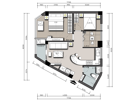 【住宅室內(nèi)設計彩平圖】（個人主頁-ZMjM4NjEzMzY=） - 家裝設計 - 站酷設計師Chairan原創(chuàng)素材 - 站酷ZCOOL