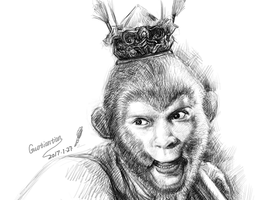 孙悟空-齐天大圣(六小龄童版)素描肖像