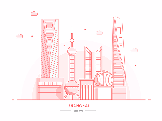 上海线性小插画