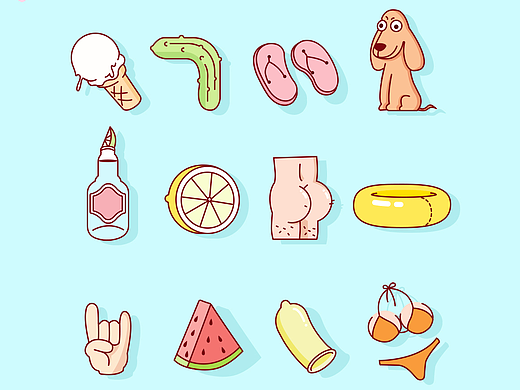 污污的一組圖標(biāo)～Hello Sunshine（個(gè)人主頁(yè)-ZMjM1MzYwODQ=） - 圖標(biāo) - 站酷設(shè)計(jì)師張啵兒原創(chuàng)素材 - 站酷ZCOOL