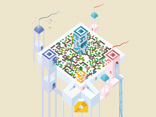 纪念碑谷风格/立体动效二维码