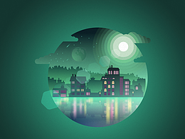 夜景插画临摹