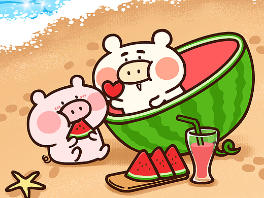 #猪仔猪兜夏日水手#微信表情