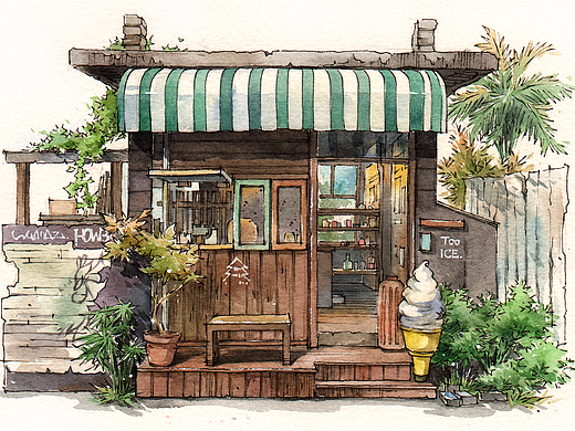 小街小店，春色正好。