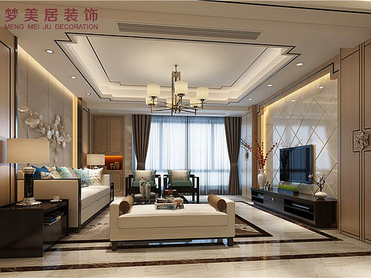 厦门梦美居装饰-嘉盛豪苑-新中式（个人主页-ZMjMyNTI5Njg=） - 家装设计 - 站酷设计师厦门梦美居装饰原创素材 - 站酷ZCOOL