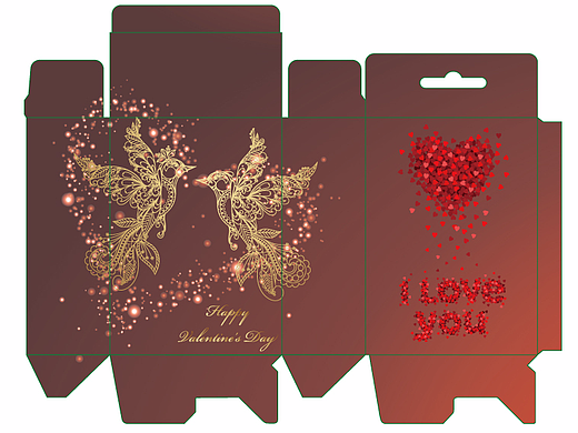 情人节元素双线粘底折盒（个人主页-ZMjMyNTQ4MTY=） - 包装 - 站酷设计师美丽娜666原创素材 - 站酷ZCOOL