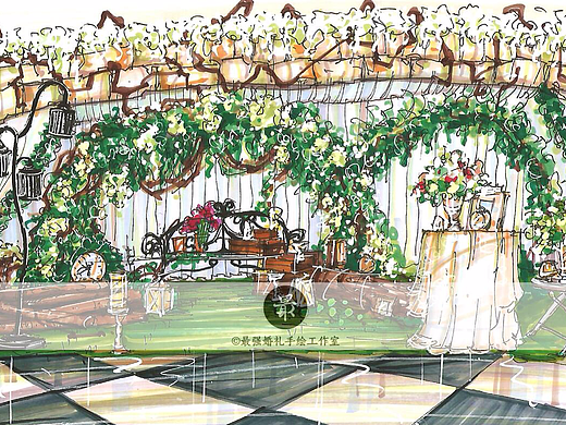 【婚礼手绘】纸面手绘—森系展示区