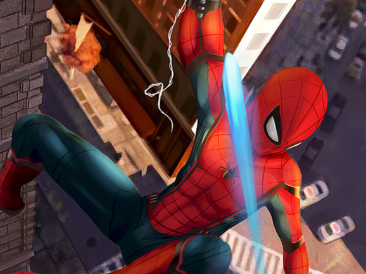 画一张小蜘蛛和秃鹰对决的同人图