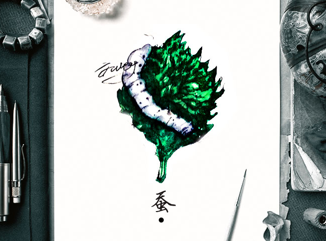 手绘蚕