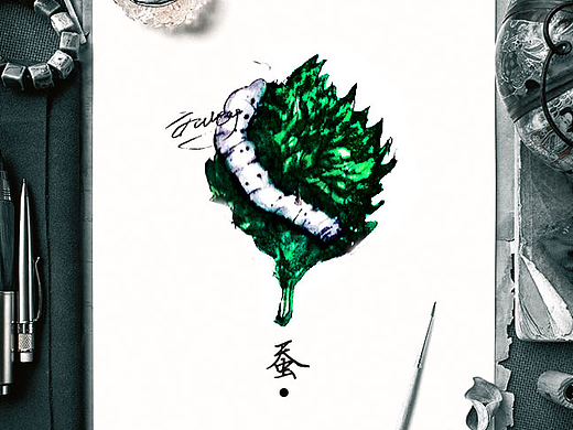 手绘蚕