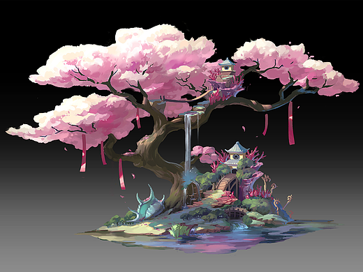 桃花树插画-游戏原画绿比比5年前航海插画-游戏原画宁阿九4年前游戏