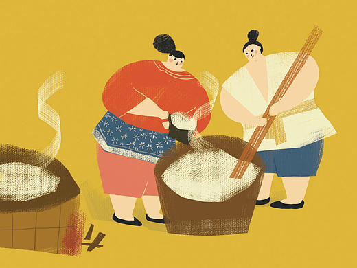 淮剧插画小绘本--磨豆腐