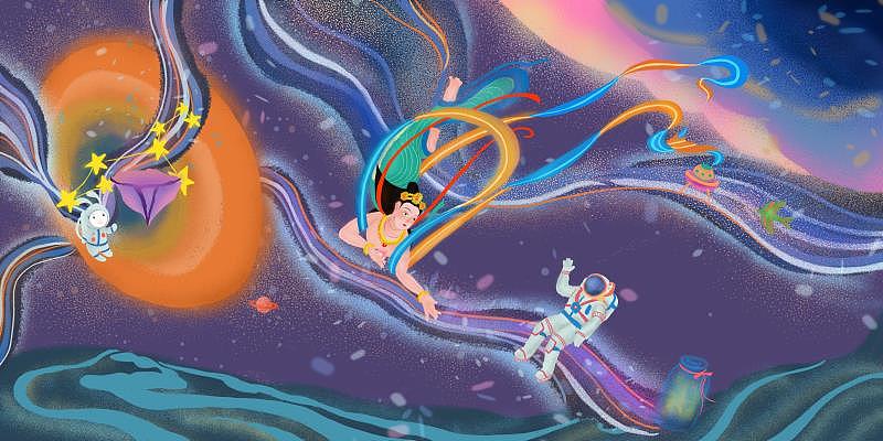 穿越时空的对话|插画|商业插画|竹女 - 原创作品 - 站酷 (zcool)