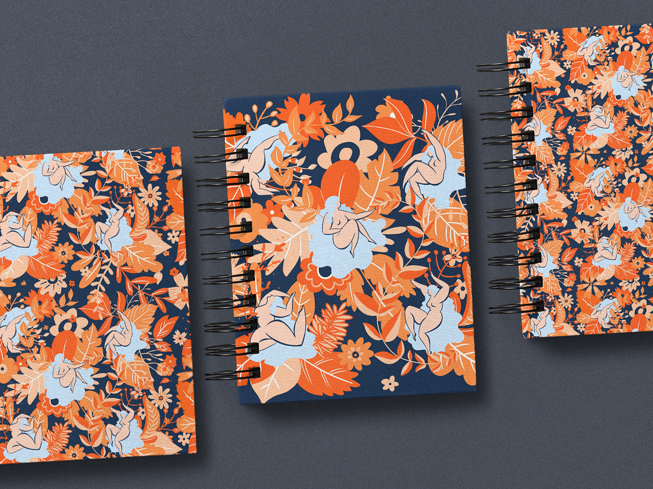 无缝连续图案设计与部分样机展示《女人与花草》