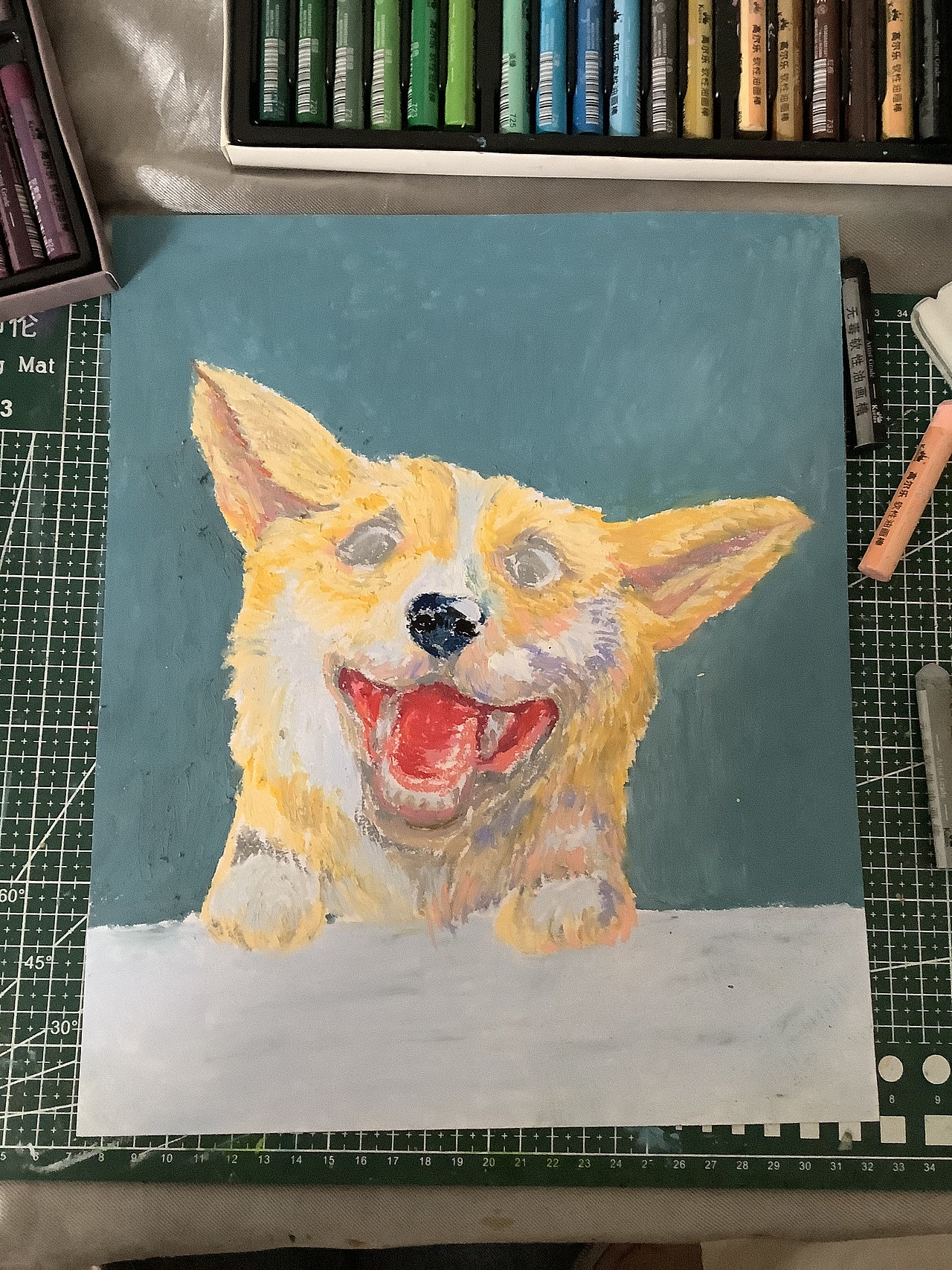 油畫棒小柯基步驟（圖ZMjM1NTU4ODIw） - 繪畫 - 站酷設計師此之驚寒原創(chuàng)素材 - 站酷ZCOOL