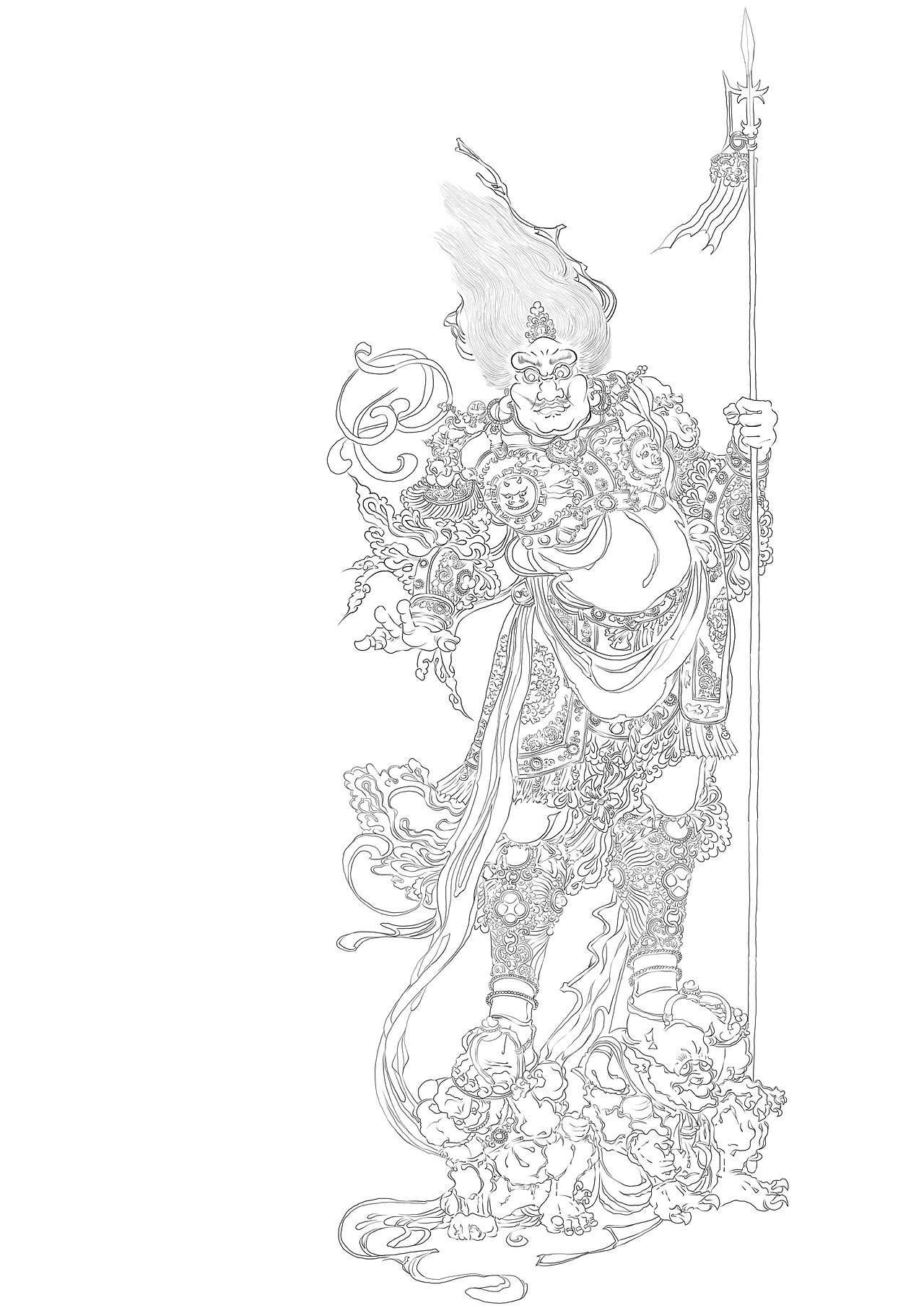 四大天王线稿（图ZMTk3OTY3ODY4） - 商业插画 - 站酷设计师萌萌虎原创素材 - 站酷ZCOOL