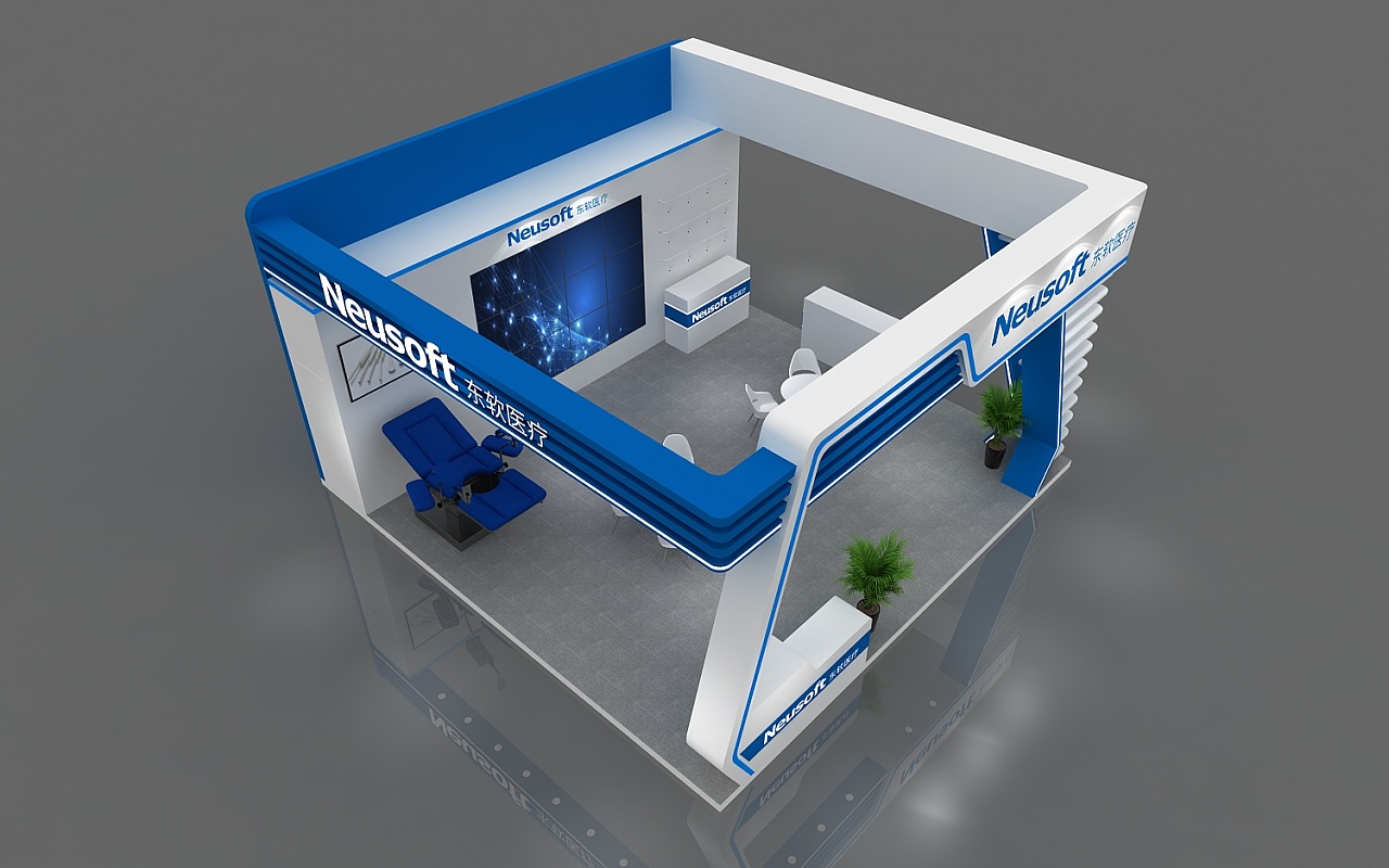 东软医疗展位设计3d效果图