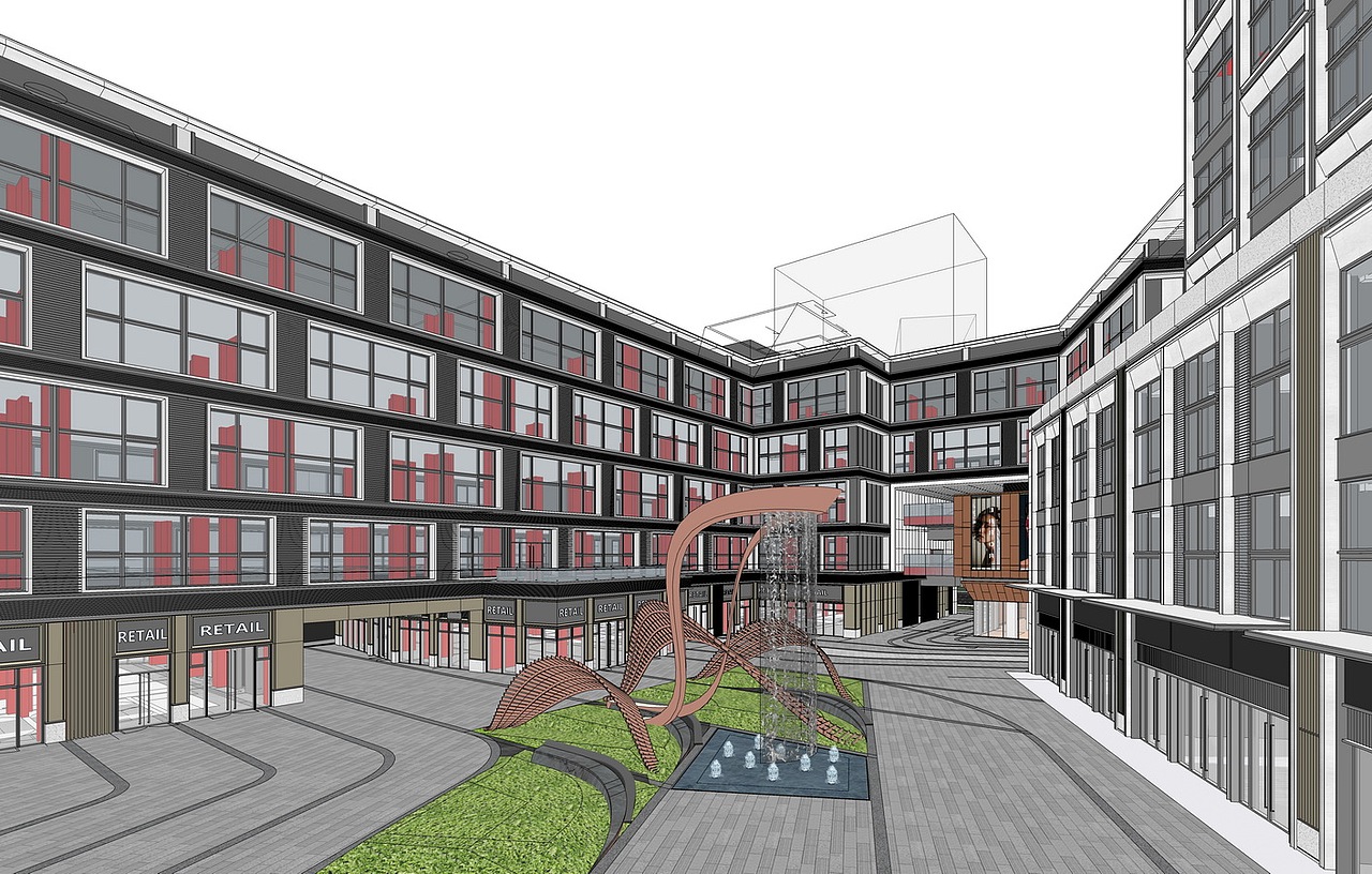 现代商业综合体SU模型下载